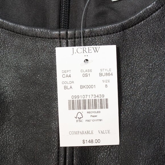 NWT J. Crew Faux Leather Black Shift Dress size 8 - Picture 11 of 16